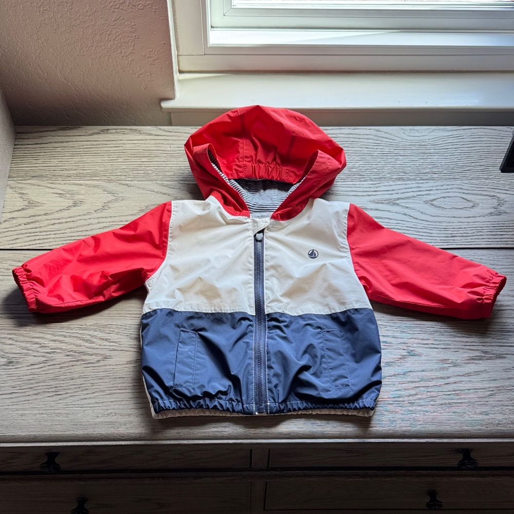 Petit Bateau Red and Blue Hooded Jacket
